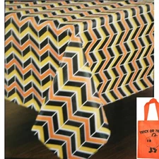 Halloween Wicked Chevron Vinyl Tablecloth & Tote - Oblong- OBLONG 60" x 84"- NWT