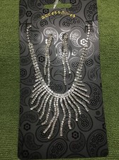 Fashion Jewellery Silver Diamanté Necklace and Earrings Set