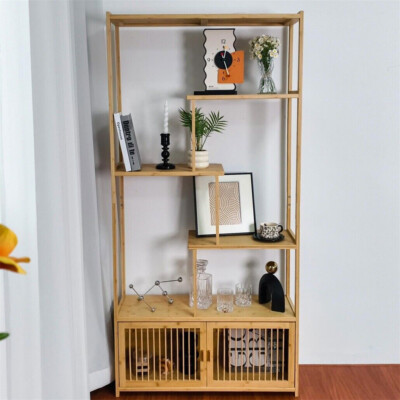 UNHO Bücherregal Holz Standregal Schrank 176 cm hoch Hohe niedrige Aufbewahrung