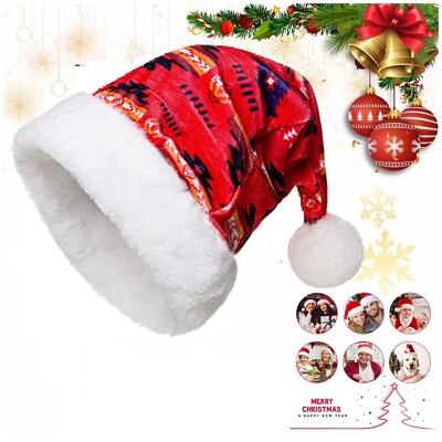 Southwest Native American Indian Christmas Hat, Santa Hat Xmas Holiday Hat-Red