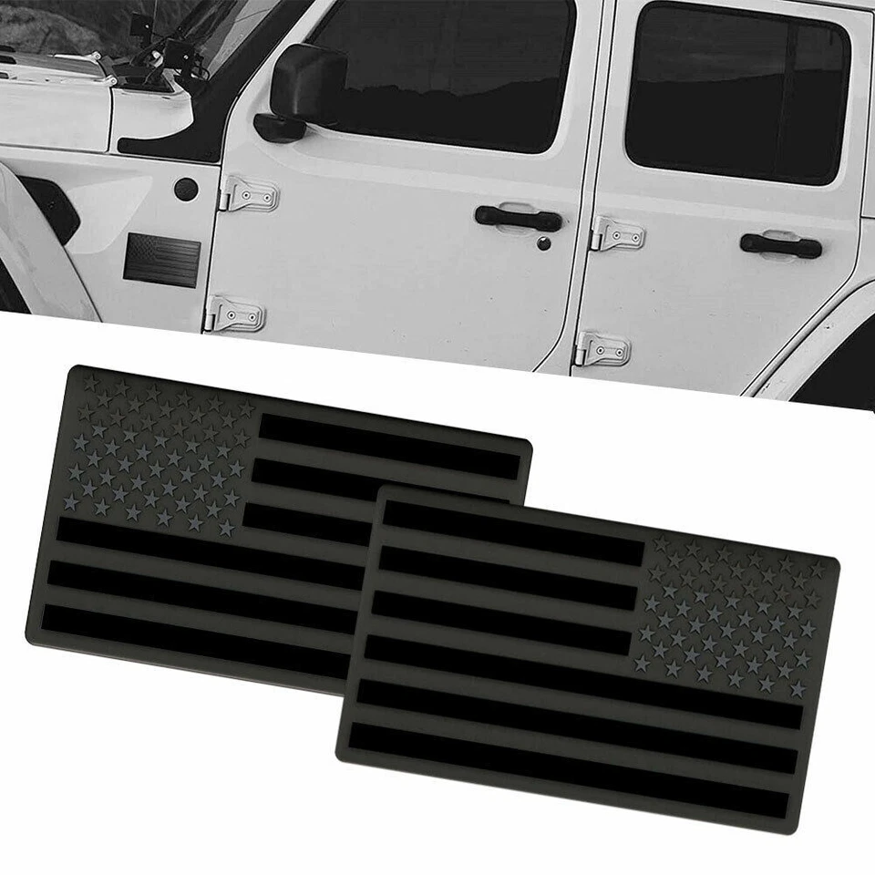 2Pcs Car Truck Metal USA Flag Sticker  American Decal Body Emblem Accessories - Image 3 of 4