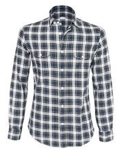 NWT VINCENZO DI RUGGIERO WESTERN SHIRT blue handmade Napoli 41 16