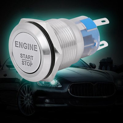 Hot New 12V White LED Engine Start Stop Push Button Switch Silver Stainless