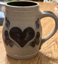 Rowe Pottery Works Salt Glaze Heart Mug 1996 4.5”