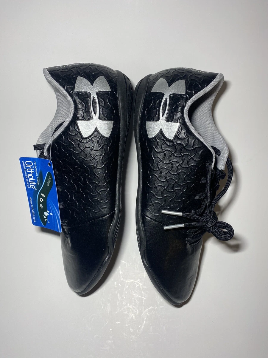 Boys Under Armour Magnetico Select Indoor Soccer Cleats Black Silver Size 5.5Y