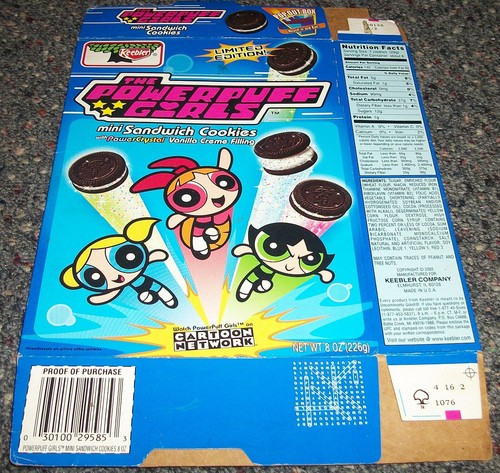 2002 VINTAGE KEEBLER THE POWERPUFF GIRLS POWER CRYSTAL COOKIES EMPTY FLAT BOX
