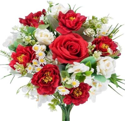 Artificial Flowers Red Rose Peony Hydrangea Silk Flowers,Bridesmaid Flower Bouqu