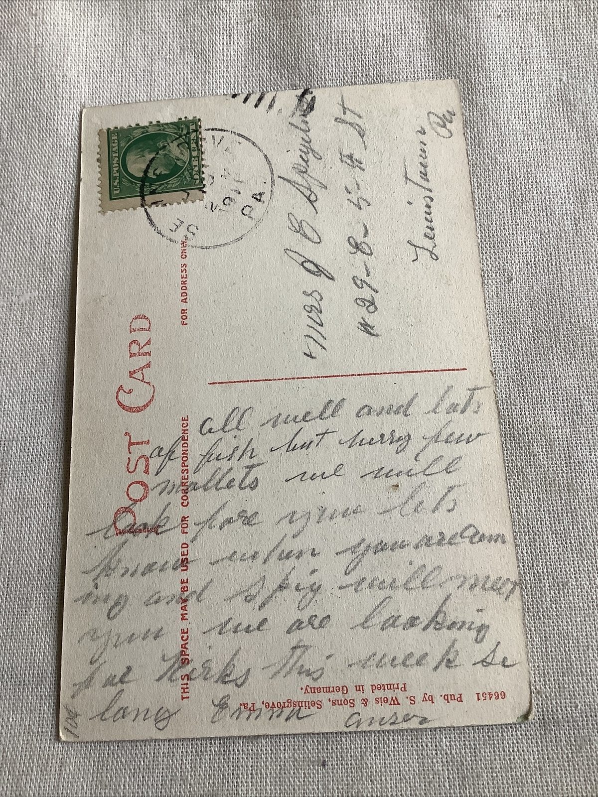 Vintage Rolling Green Park Postcard Theatre Hummels Wharf Snyder County