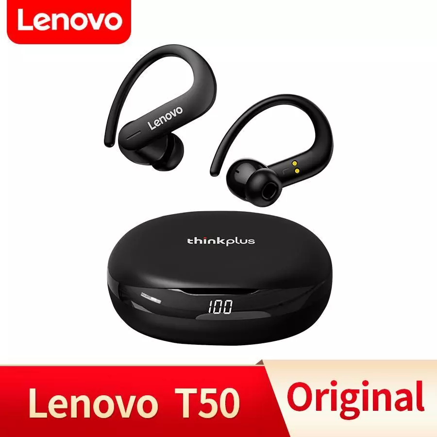 Lenovo-Auscultadores Bluetooth Sem Fio Originais, Auscultadores