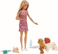 Mattel FXH08 - Barbie Hundesitterin Und Welpen - Puppe Hunde Modepuppe