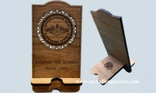 Handmade Wood Cell Phone Stand w/Cutouts: Submarine Dolphins or Deterrence USN