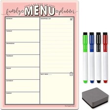 Magnetic Weekly Meal Planner and Dry Wipe Fridge Calendar Whiteboard Dry Erase
