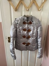 Iceberg 90's Vintage Silver Hooded Puffer Padded Metalic Coat, Size 46 Large 12
