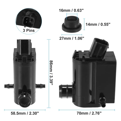 Windshield Washer Motor Pump Fit for Hyundai Accent for Kia Sorento Black! - Foto 6 di 6
