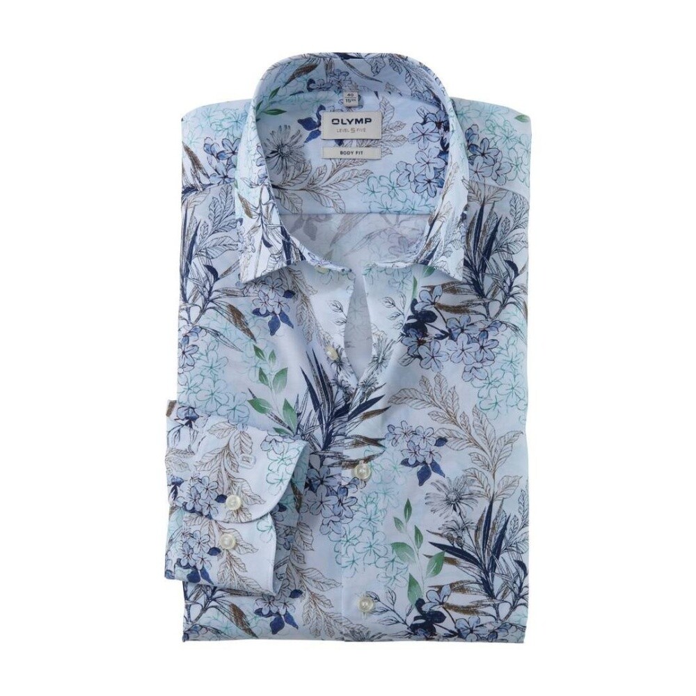 Olymp Level Five Men's Business Shirt Blue Floral 214174 11 Bleu