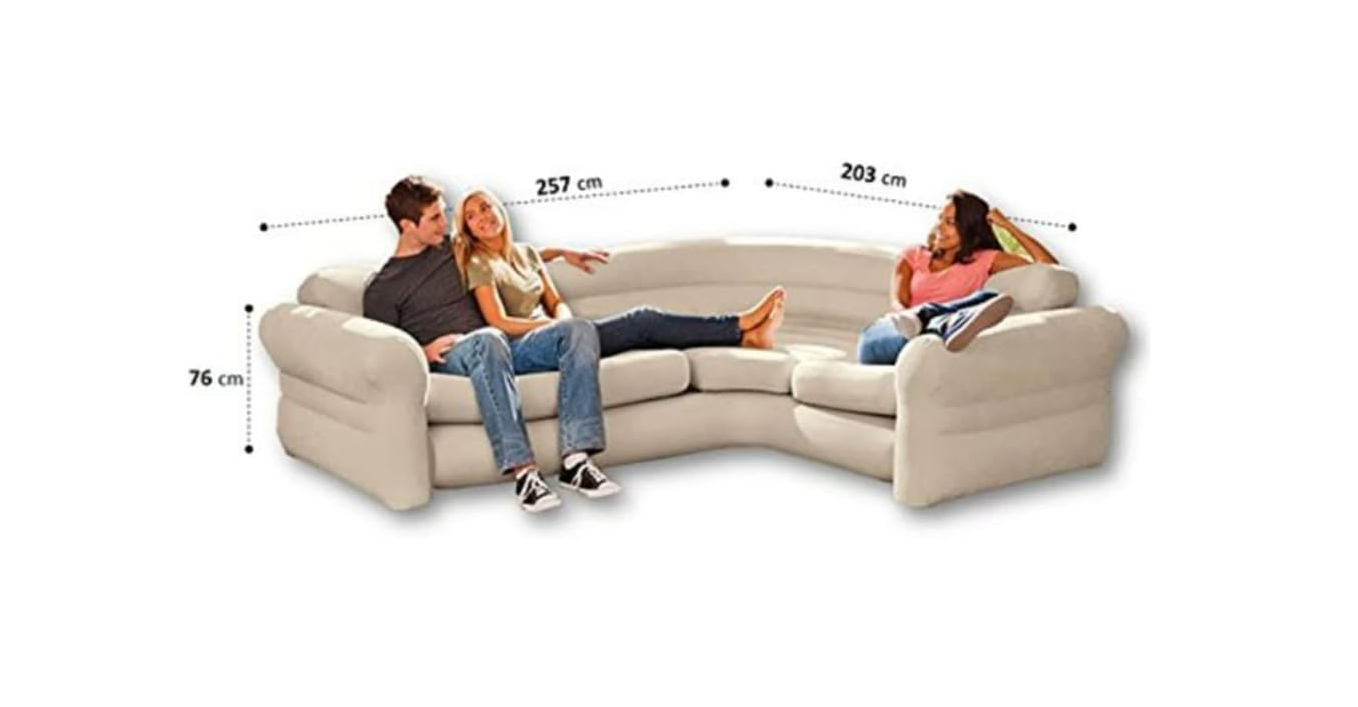 Intex Inflatable Air Corner Sofa/Couch Waterproof Flocked 257x203x76 cm