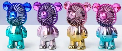 Mini Portable USB Rechargeable 3 Speed Bear Fan in Color Gradient  New in Box
