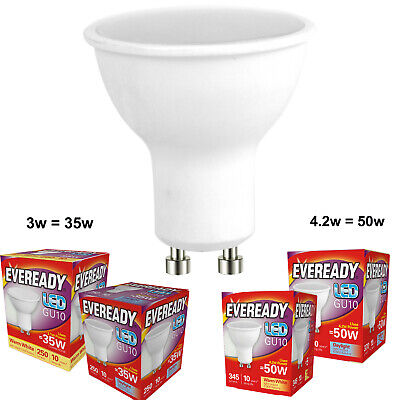 Eveready LED GU10 Bulbs 3w = 35w 4.2W = 50W Spot Light Lamp 3000k/6500k 110  Deg | eBay