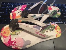 Catimini Girls Leather Pink T-Strap Flip Flops Sz 11.5US / 29/30 EU