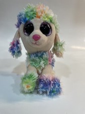 Ty Beanie Boos 2017 Rainbow Poodle Plush 6" Pink Glitter Eyes Stuffed Animal BT