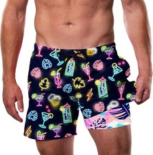 Men's Quick Dry Swim Trunks 2 in 1 Compression Liner 5.5" Inseam Hawaiian Shorts