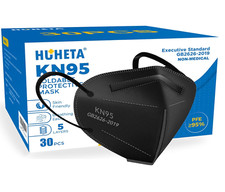 HUHETA KN95 Face Masks Packs of 30 Individually Wrapped 5-Ply Breathable and ...