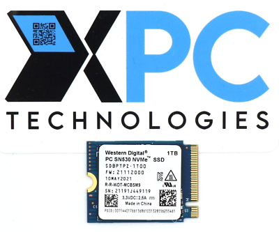Western Digital PC SN530 1TB 2230 M.2 NVMe PCIe SSD Solid State