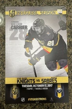 Vegas Golden Knights Game 04/41 William Carrier Inaugural Season Poster 10/17/17
