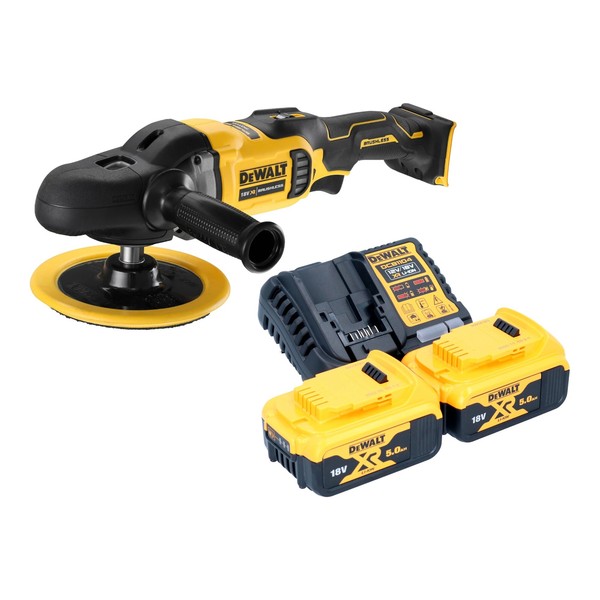 Dewalt Dcm 849 P2 Akku Poliermaschine 18 V 180 Mm + 2X Akku 5,0 Ah + Lader-image
