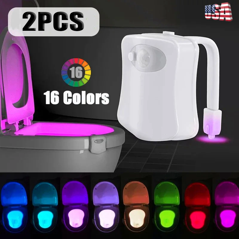 Toilet Light Motion Sensor 16 Colors Changing LED Glow Bowl Inside Toilet 2 Pack - Image 2 of 4