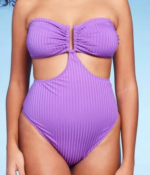 Shade & Shore Women's Bandeau Cut Out One Piece Swimsuit Shade & Shore Women's Bandeau Cut Out One Piece Swimsuit