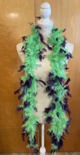 Feather Garland Boa 6ft Green Purple Halloween Costume Dance Party New MSRP$7.99