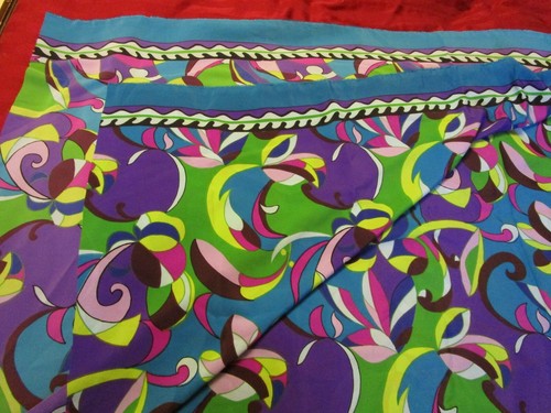 Vintage Pop-Art Psychedelic Fabric turquoise purple pink Neon colors 60x60" 1960 - Picture 3 of 5