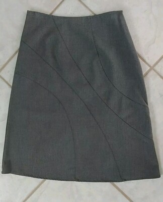 Mossimo Grey Seamed Stretch Midi Skirt Polyester Rayon