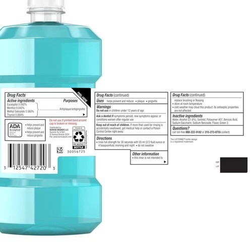 Cool Mint Antiseptic Mouthwash for Bad Breath, Plaque and Gingivitis, 250 ml - Picture 8 of 12