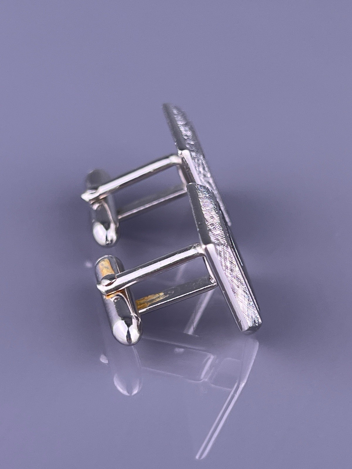 D Initial Cubes Blocks Cufflinks Silver Tone Brus… - image 2