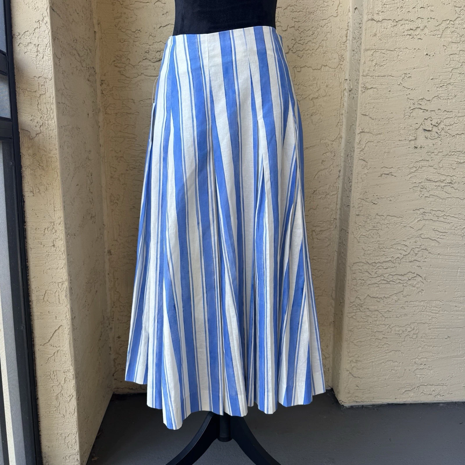 Mestiza New York Seville Midi Skirt Sz 12 Santorini Stripe Linen Blend NWT