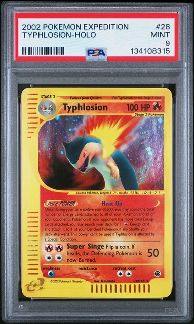2002 POKEMON EXPEDITION #28 TYPHLOSION-HOLO PSA 9