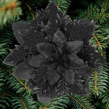24 Pcs Black Christmas Tree Decorations Black Ornaments for Christmas Tree Gl...