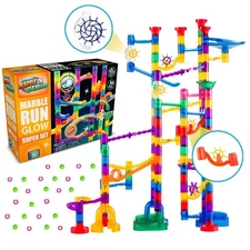 Marble Genius Glow Marble Run Set- 200 pcs, Marble Maze Glow in The Dark