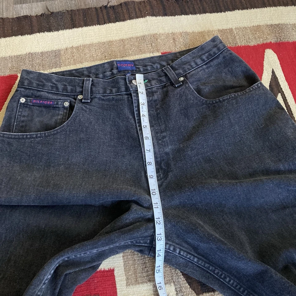 VTG Y2K 90s Tommy Hilfiger Freedom Jeans Wide Leg Black Denim 36x34 (fits 35x33) - Image 3 of 4