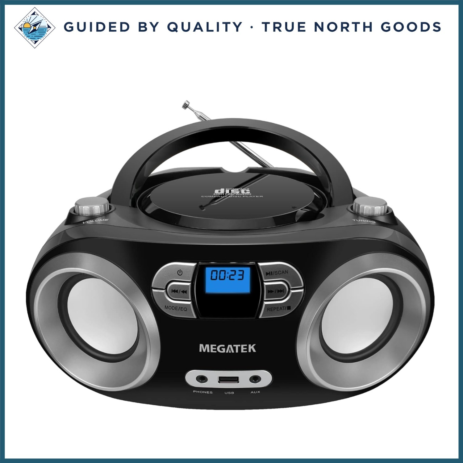 Bluetooth CD Boombox with FM Radio, USB Support, and Portabl