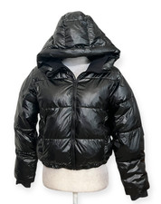 All In Motion Kids XL 14 Black Puffer Jacket Hooded Water Resistant Wind Coat