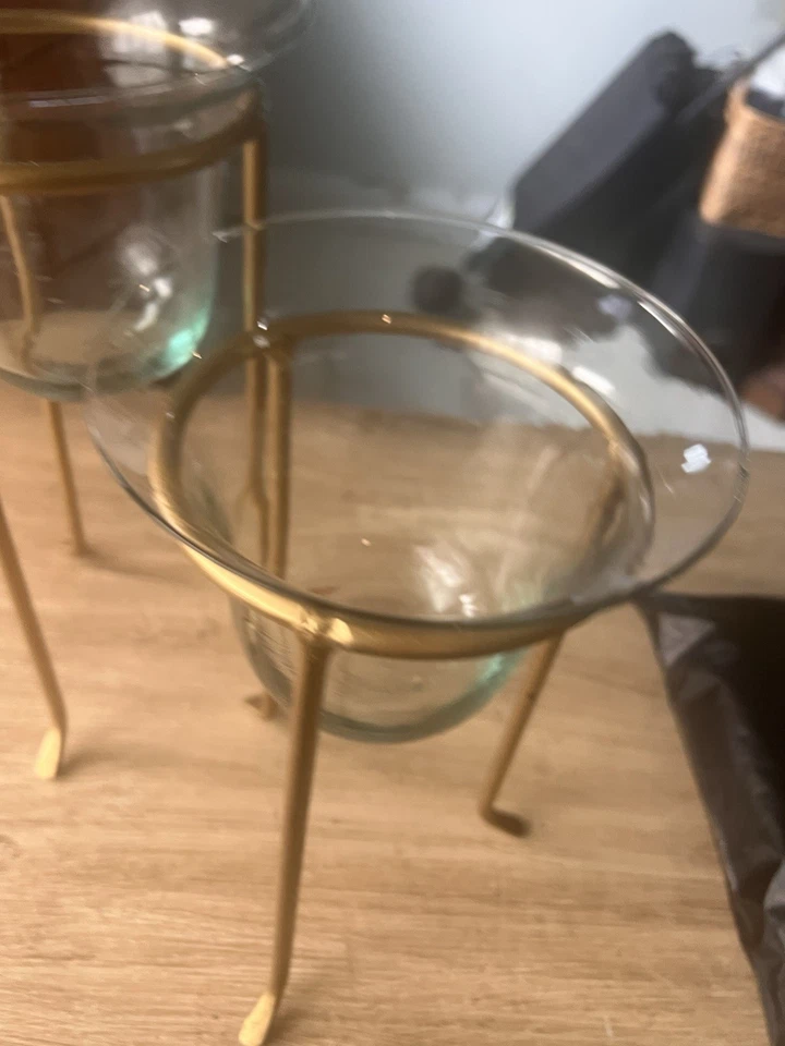 2 Cepillos Regency Hierro Forjado Dorado Soplado a Mano Vidrio Flotante Huracán Luz T Foto 2 de 4