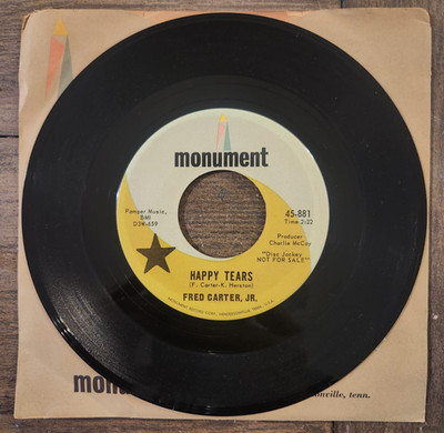 Fred Carter Jr Happy Tears / Lonely That's Me Promo Monument 45-881 Garage Rock