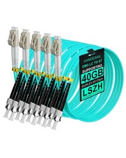 5 Pack 1M LC To ST Multimode Fiber Patch Cable OM3 Duplex MM Jumper LSZH