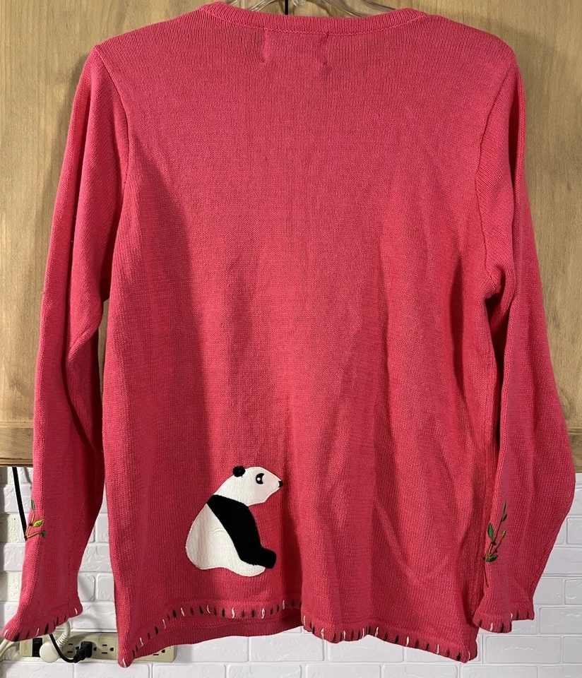 Vintage Quacker Factory Panda Cardigan Sweater Size Lg New With Tags - Image 2 of 4