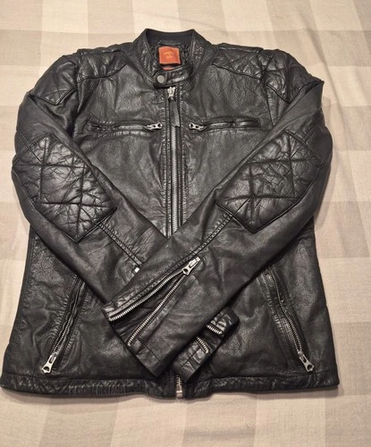 Superdry Yokohama Motor Supply Co. Premium Leather Cafe Racer Jacket - NWOT Med - product listing photo
