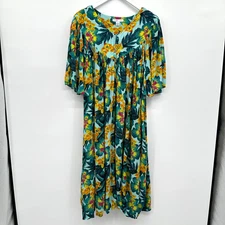 Go Softly Patio House Dress Lounge MuMu Plus Size 2X Pockets Zip Floral FLAW
