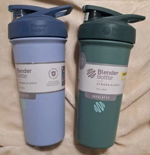 Set of 2 BlenderBottle 25 oz Strada Sleek Stainless Steel Tumbler - Green & Blue